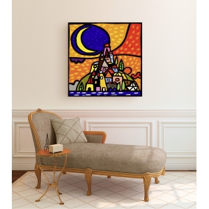 Wall art print and canvas. Wallas, Moon on a hill