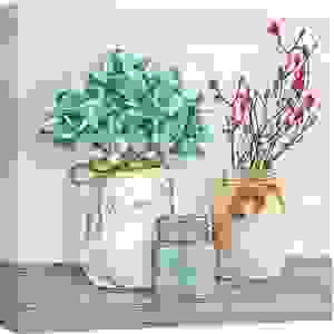 Blumen Leinwandbilder. Blumenarrangement in Einmachgläsern 1