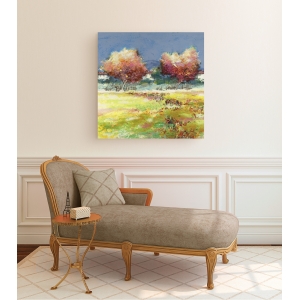 Wall art print and canvas. Luigi Florio, Trees in the meadow