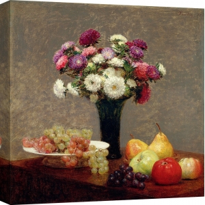 Wall art print and canvas. Henri Fantin-Latour, Asters and Fruit on a Table