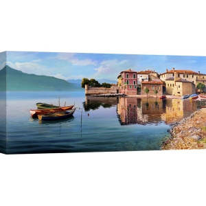 Wall art print and canvas. Adriano Galasso, Village on the Lake
