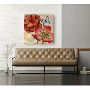 Wall art print and canvas. Eve C. Grant, Flowers and butterflies (detail)