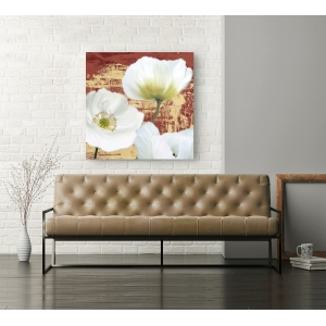 Wall art print and canvas. Leonardo Sanna, Washed Poppies (Red & Gold) II