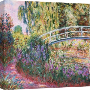 Quadro, stampa su tela. Claude Monet, Il ponte giapponese, stagno con ninfee (dettaglio)