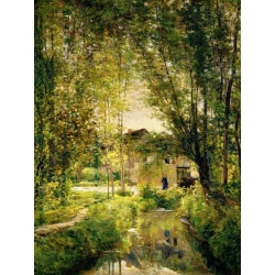 Wall art print and canvas. Charles-François Daubigny, Landscape with a Sunlit Stream
