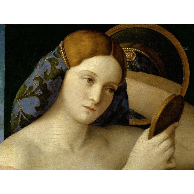 Tableau sur toile. Giovanni Bellini, Jeune femme au miroir (détail) 