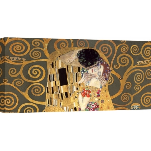 Cuadro famoso en canvas. Gustav Klimt, El beso, detalle (gris)