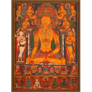 Wall art print and canvas. Buddha Ratnasambhava with Wealth Deities