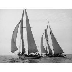 Quadro, stampa su tela. Edwin Levick, Sailboats Race during Yacht Club Cruise