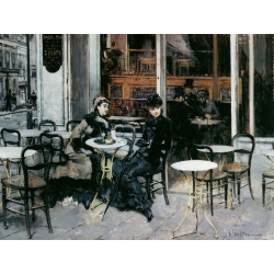 Leinwandbilder. Boldini Giovanni, Conversation at the cafè, Paris