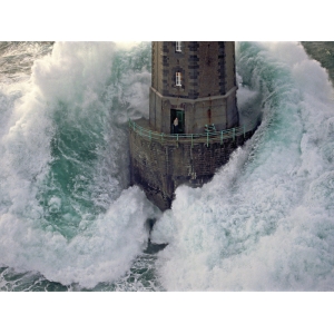Wall art print and canvas. Guichard, The wave on La Jument lighthouse