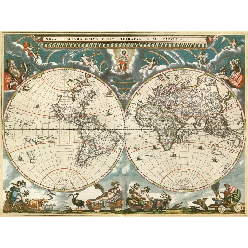 Weltkarte. Nova et accuratissima totius terrarum orbis tabula, 1664