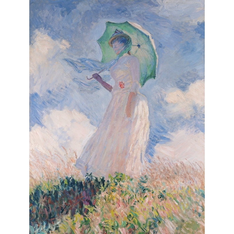 incidente Dentro Dando Cuadro en canvas. Claude Monet, Mujer con sombrilla (El Paseo)