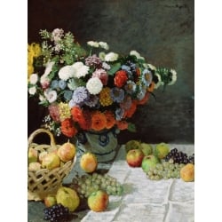 Wall art print and canvas. Claude Monet, Still life with flowers and fruit