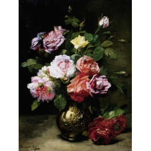 Leinwandbilder. Dominique Rozier, Rosen in einer Vase