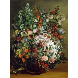 Tableau sur toile. Courbet Gustave, Bouquet de fleurs dans un vase