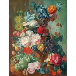 Tableau sur toile. Jan Van Os, Fruits et fleurs dans un pot en terre