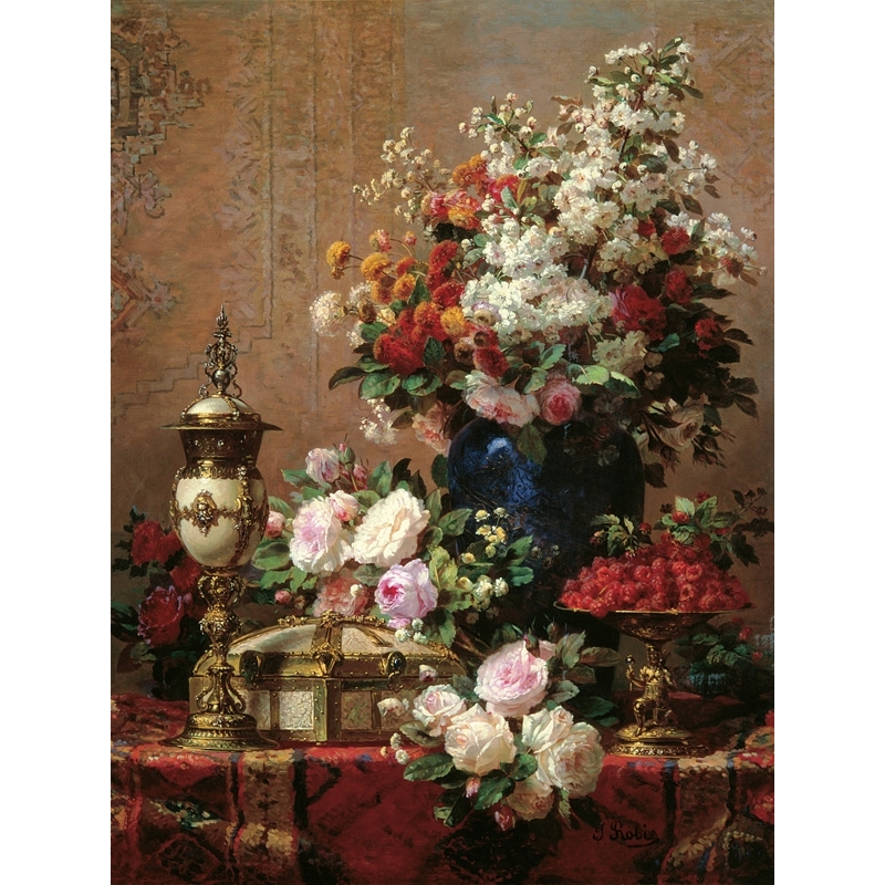 Wall art print and canvas. Jean-Baptiste Robie, Composition with Roses