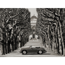 Quadro, stampa su tela. Gasoline Images, Roadster su strada alberata, Parigi