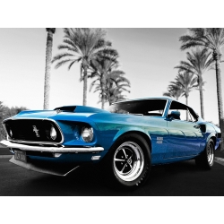 Quadro, stampa su tela. Gasoline Images, Auto vintage blu, California