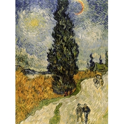 Quadro, stampa su tela. Vincent van Gogh, Strada con cipressi (dettaglio)