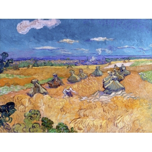 Quadro, stampa su tela. Vincent van Gogh, Campi di grano e mietitore, Auvers