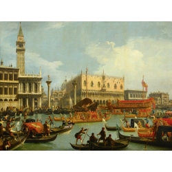 Quadro, stampa su tela. Canaletto, Il ritorno del Bucintoro al molo davanti a Palazzo Ducale