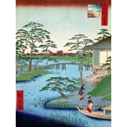 Wall art print and canvas. Ando Hiroshige, Lord's Garden Beside Mokuboji Temple