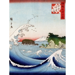 Wall art print and canvas. Hokusai, Mont Fuji derrière la mer agitée