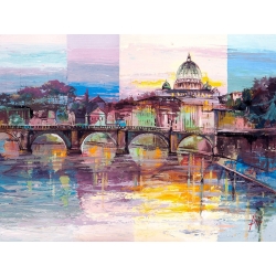 Wall art print and canvas. Luigi Florio, Evening in Rome