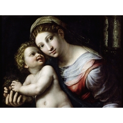 Cuadros religiosos en canvas. Giulio Romano, Madonna y niño (detalle)
