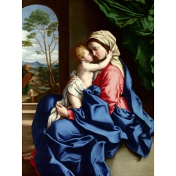 Quadro, stampa su tela. Sassoferrato, La Vergine ed il Bambino, abbraccio