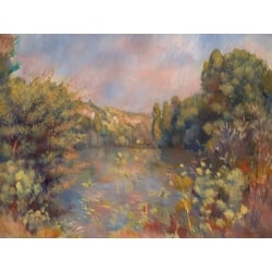 Quadro, stampa su tela. Pierre-Auguste Renoir, Paesaggio in riva al lago