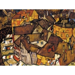 Quadro, stampa su tela. Egon Schiele, Crescent of Houses, The Small City V