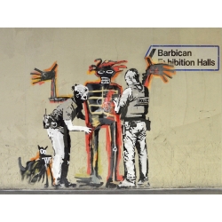 Tableau sur toile. Graffiti attributed to Banksy. Barbican Centre