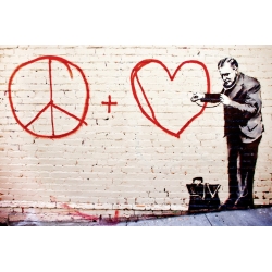 Wall art print and canvas. Anonymous (attributed to Banksy), Erie and Mission Street, San Francisco (graffiti)