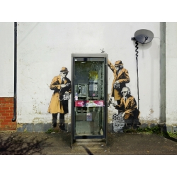 Wall art print and canvas. Anonymous (attributed to Banksy), Fairview Road and Hewlett Road in Cheltenham, Gloucestershire (graf