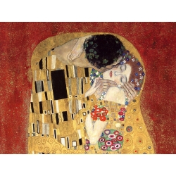 Cuadro famoso en canvas. Gustav Klimt, El beso, detalle (Red variation)