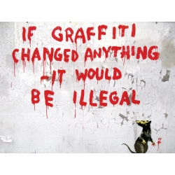 Quadro, stampa su tela. Anonimo (attribuito a Banksy), Clipstone Street, London (graffito)