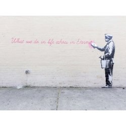 Wall art print and canvas. Anonymous (attributed to Banksy), 68th Str/38th Avenue, Queens, NYC (graffiti)