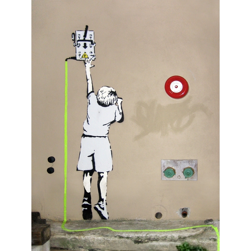 Tableau banksy street art docteur deux garçons - 60 x 60 cm