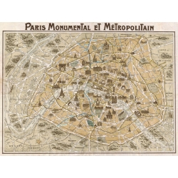 Karte und Weltkarte. Anonym, Paris Monumental et Métropolitain, 1932