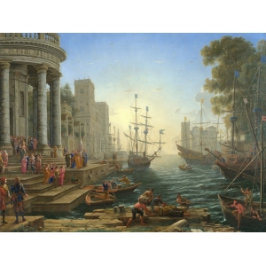 Quadro, stampa su tela. Claude Gellée, Imbarco di Sant'Ursula