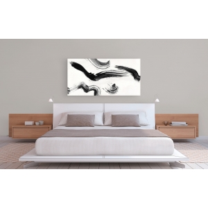 Wall art print on canvas, black and white abstract. Flight in the Wind