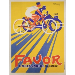 Tableau sur toile. Affiche Vintage. Favor Cycles et Motos, 1927