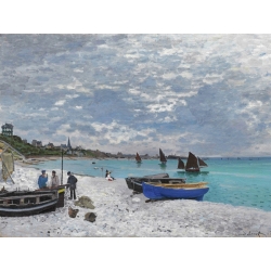 Quadro, stampa su tela. Claude Monet, La spiaggia a Sainte-Adresse