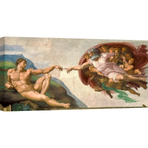 Stampa su tela. Michelangelo, La creazione di Adamo (dopo il restauro)