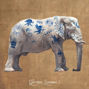 Quadro, stampa su tela elefante. Steven Hill, Savannah Tattoo I