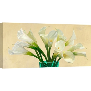 Tableau floral sur toile. Lys calla blancs modernes