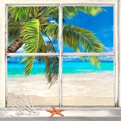 Window Wall Art. Art Print and Canvas. Tropical Horizon l